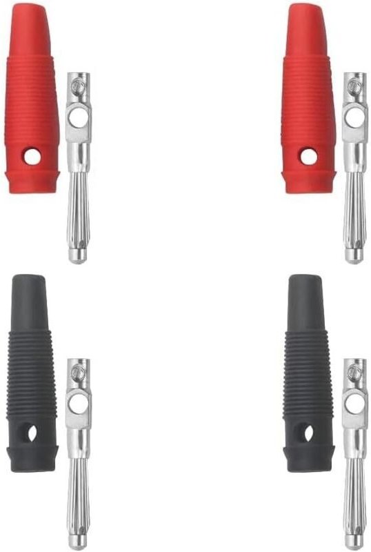 Bluedeer - 4 mm Hochstrom-Bananenstecker, stapelbar, 32 a, Schraubtyp, lötfreier Bananenstecker-Adapter, 4 Stück, Rot & ...