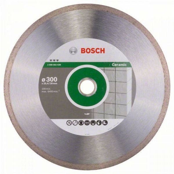 BOSCH Diamanttrennscheibe Best für Ceramic, 300 x 30/25,40 x 2,8 x 10 mm, 2608602639