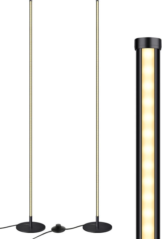 EDISHINE 2 Stück Stehlampe Wohnzimmer, Stufenlos Dimmbar, 3000K warmweiße Stehleuchte mit Memory-Funktion, höhenverstell...