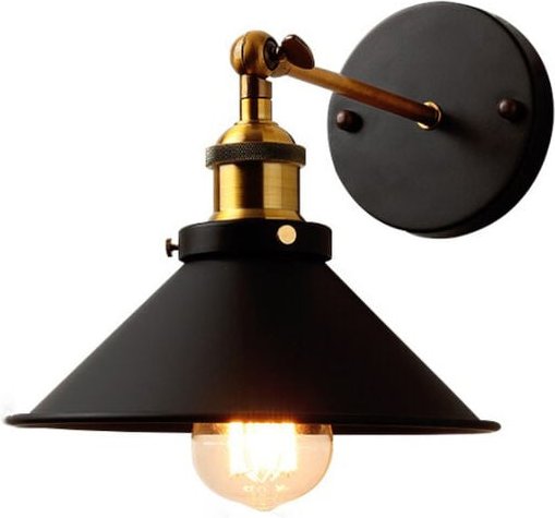 Wandleuchte, Vintage Industrielle Wandlampe aus Metall mit Ø22cm Lampenschirm für Schlafzimmer Wohnzimmer Esszimmer (Sch...