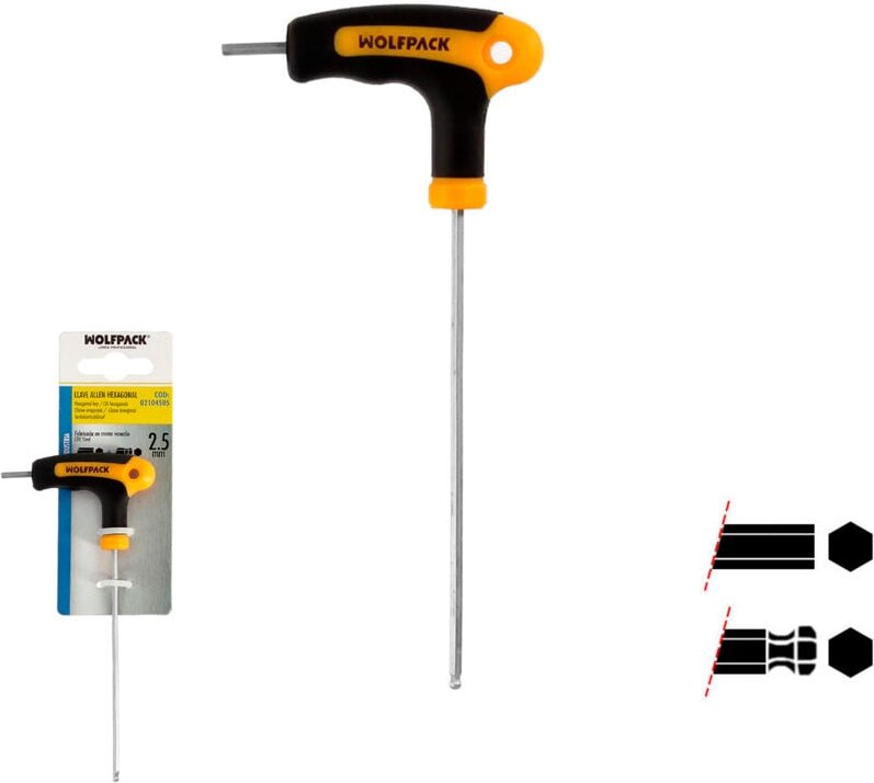 Innensechskantschlüssel mit Kugelgriff Form t 2,5 mm. mit Aufhänger