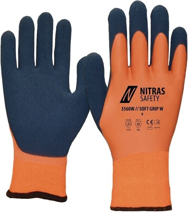 3560W-9 Kälteschutzhandschuhe soft grip w Größe 9 orange/dunkelblau en 38 - Nitras