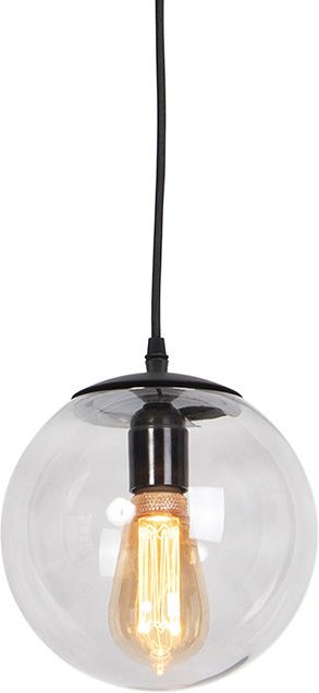 Moderne Hängelampe Schwarz mit grauem Glas 20cm - Pallon