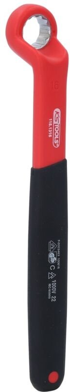 KS Tools Isolierter Ringschlüssel, gekröpft, 16 mm