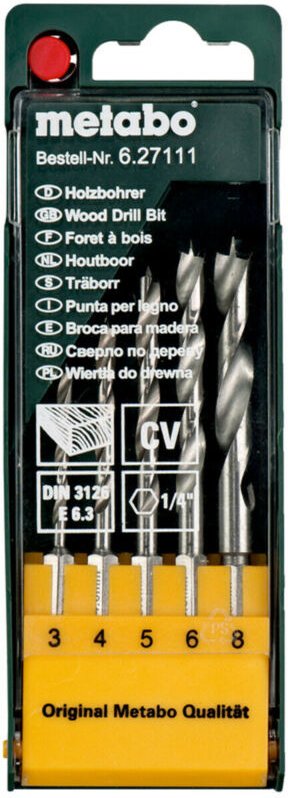 Thumbnail - Holzbohrer-Kassette, 5-teilig e 6,3 (627111000) - Metabo