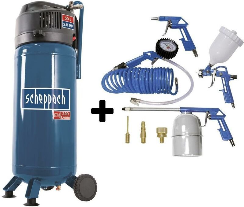 Scheppach - druckluft kompressor vertikal olfrei HC51V 50 l mit zubehor