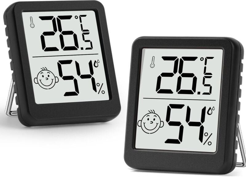 Feuchtigkeitsmesser Innenthermometer 2 Stück Mini lcd Thermometer Hygrometer mit Smiley-Messgerätanzeige für Babyschlafz...