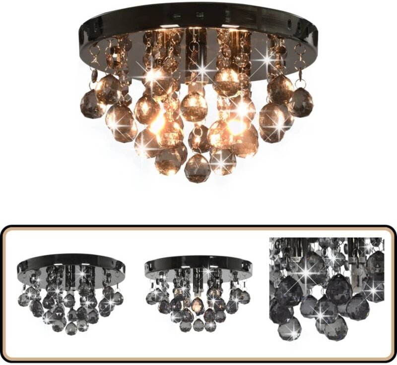 Thumbnail - Vidaxl - Deckenleuchte mit Rauchschwarzen Perlen Schwarz Rund G9 - Deckenleuchte - Wohnzimmer Deko - Moderne Lampe - Sch...