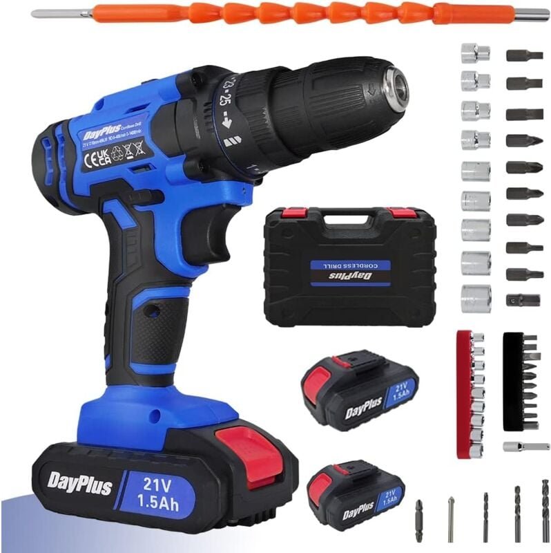 Professional 21V Akku Schlagbohrschrauber (inkl. 2X1,5Ah Akku, 26tlg. Zubehör Set)
