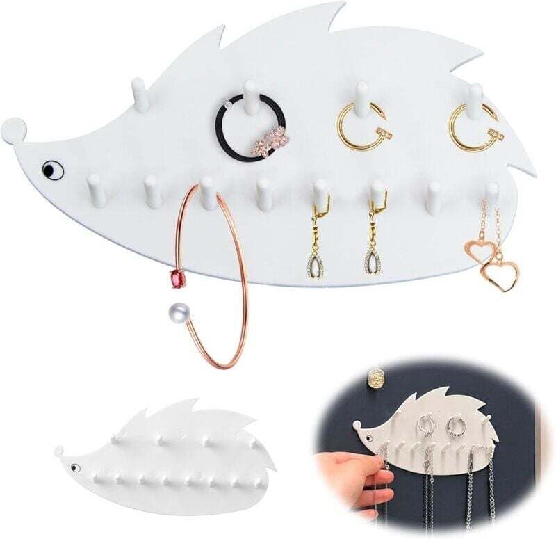 Schmuckhaken und Wandregale – 2 wiederverwendbare Teile mit 12 Wandhaken zur Aufbewahrung von Schmuck, geeignet für Ohrr...