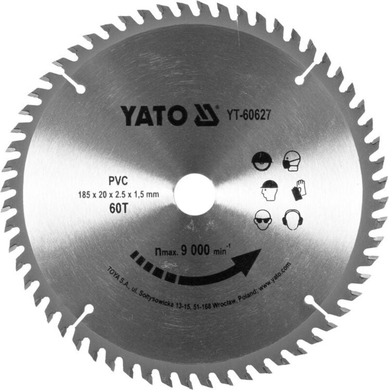 PVC-Trennscheibe 185/60T 20MM YT-60627 Yato