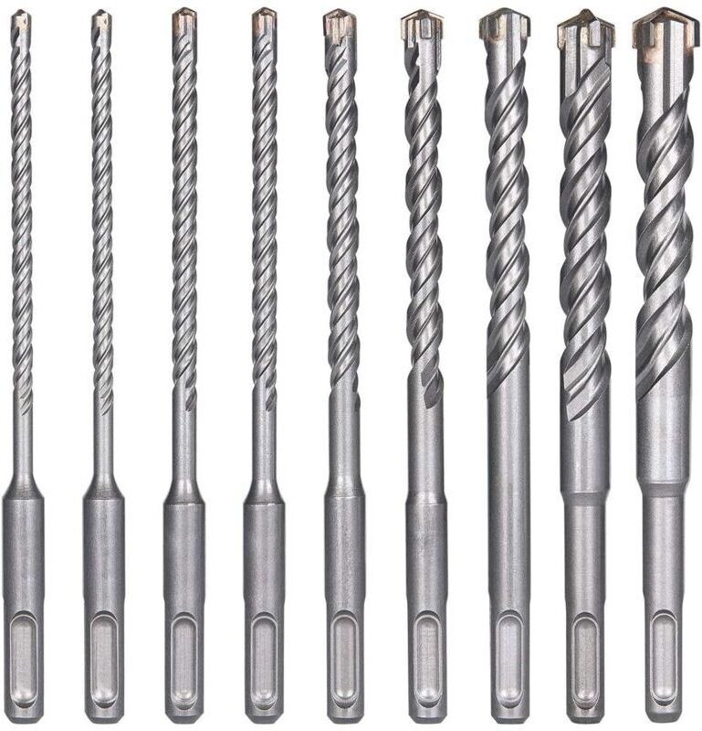 Set mit 9 Bohrern – auch für elektrische Schlagbohrmaschinen geeignet – zum Bohren von Stein, Beton, Ziegelwänden und Fl...