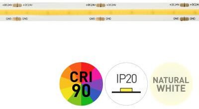 Leiste Led 4000k 24v 10w/m 480 Cob Ip20 5m 240050-6751