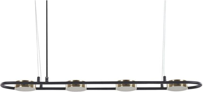 Led Hängelampe in Schwarz / Messing aus Metall Oval 4-Flammig Modern für Küche Esstisch Wohnküche Hohe Decken Innenräume