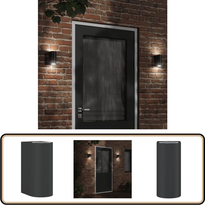 Thumbnail - Außenwandleuchte Schwarz Aluminiumdruckguss - Outdoor-Beleuchtung - Wandleuchte - Gartenleuchte - LED-Leuchte - Alu-Leuc...