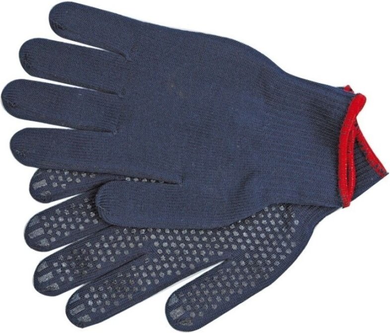 Thumbnail - Baumwoll- und Polyesterhandschuhe, gepunktet, marineblau, "psd" 74104 VOREL