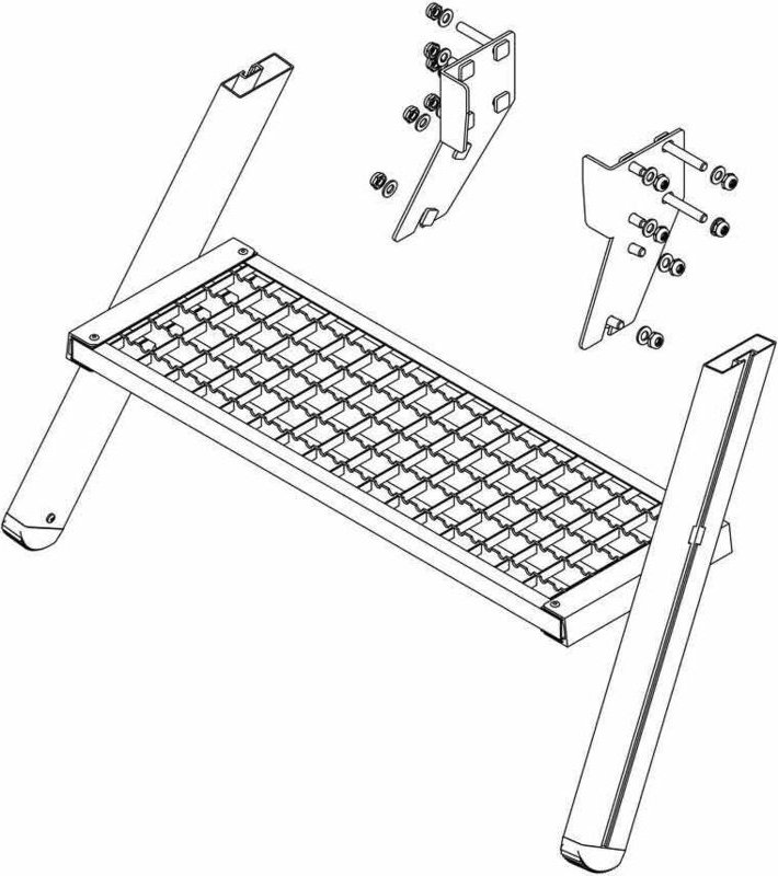 MUNK Aufstieg Podestleiter fahrbar Ersatzstufen inkl. Montagesatz Stahl-Gitterrost 2 Stufen
