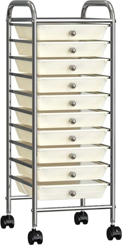 Schubladenwagen mit 10 Schubladen Weiß Kunststoff Vidaxl