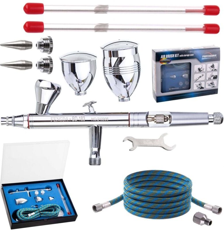 Fengda Airbrush Set 3 Düsen 0,3 0,5 0,8 Schlauch Modellierung Tanks
