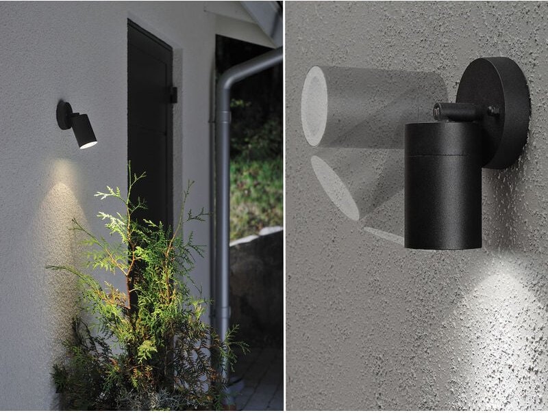 Konstsmide - 2er-Set Aluminium Wandspot modena schwarz, GU10, Höhe 15 cm, IP44