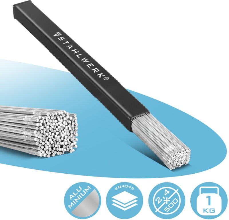 STAHLWERK Schweißstäbe WIG ER4043Si5 Aluminium hochlegiert Ø 2,4x 500 mm 1kg