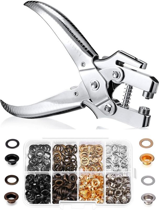 3/16 Zoll Ösenwerkzeug-Set, Ösenzangen-Set, Lochzange, Ösen-Handpresse mit 200 Ösen für Schuhe, Taschen, Kleidung, (Gold...