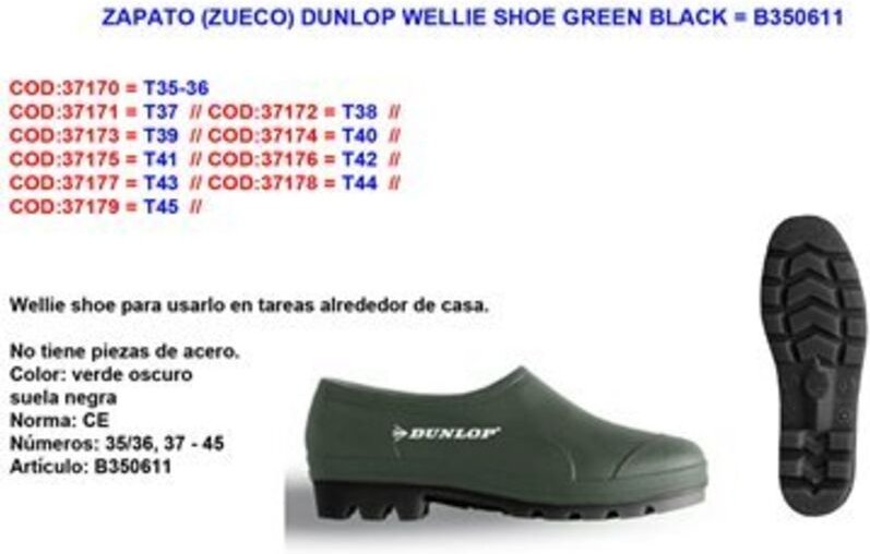 Dunlop B350611 Grüne wasserdichte PVC-Schuhe 35