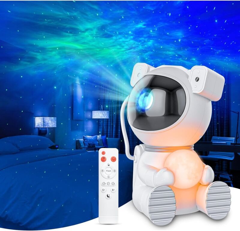 Astronauten-Lichtprojektor, Galaxieprojektor für Schlafzimmer, Sternenprojektor mit Mondlicht, LED-Nebel-Nachtlicht für ...