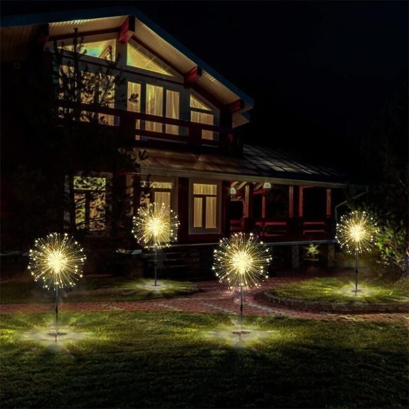 Thumbnail - Solarleuchten für den Garten im Freien, 4 x 120 LEDs, Solar-Feuerwerkslicht mit Fernbedienung, 8 Modi, wasserdichtes Sol...
