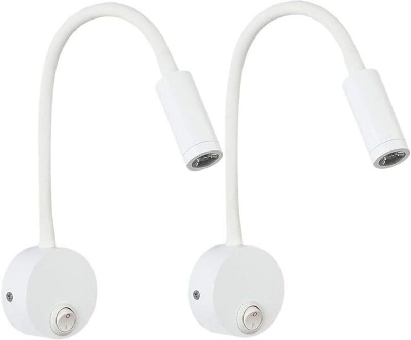 2 Stück LED-Wandleselampe in Weiß, Schreibtischlampe mit warmweißem Licht und Augenschutzdesign, Nachttischlampe mit Sch...