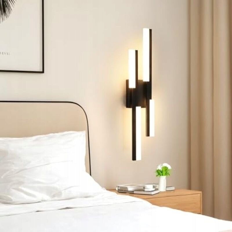 GOECO 12W-LED-Wandleuchte für den Innenbereich, moderne schwarze LED-Wandleuchte, Wandleuchte für Wohnzimmer, Schlafzimm...