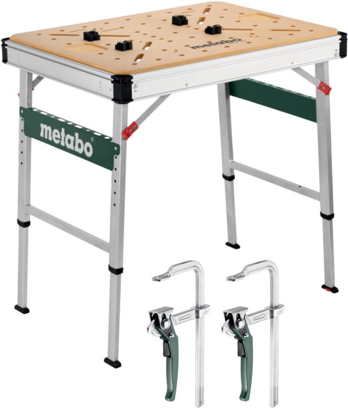 Metabo MWB 100 Multifunktionstisch mobile Werkbank robuste MDF-Tischplatte + 2x Schnellspannzwinge