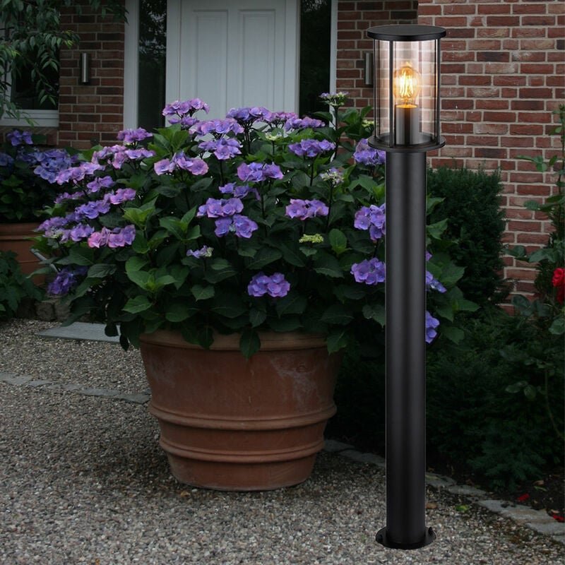 Thumbnail - Led Stehlampe Terrassenleuchte Standlampe Gartenleuchte, Edelstahl schwarz Glas rauch, 7W 806lm warmweiß, DxH 14,3 x 100...