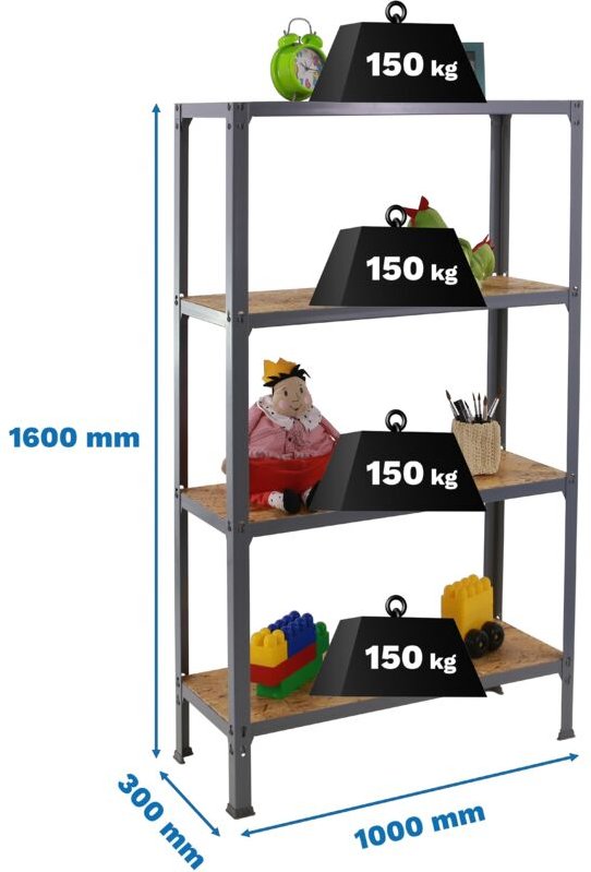 Simonrack Moderne Regal grau mit OSB-Holzplatten