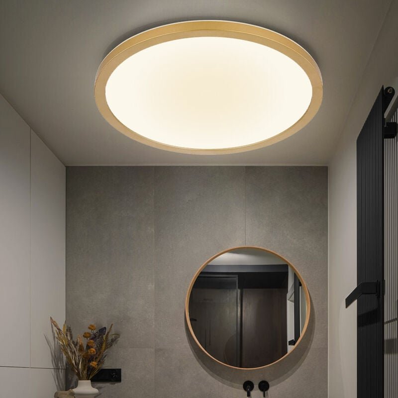 Globo - Deckenlampe Badezimmerleuchte Wohnzimmerlampe Moderne Deckenleuchte led Backlight, IP44, messing opal, 1x led 24...