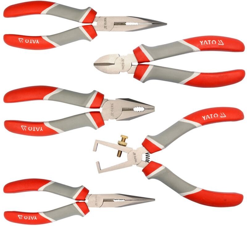 Kombizange, Spitzzange, Radiozange, Abisolierzange, Seitenschneide 5-teilig