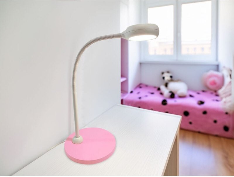 Niermann - Moderne Kinder Schreibtischleuchte Pastellrosé-Grau mit Flexarm, Höhe 43cm