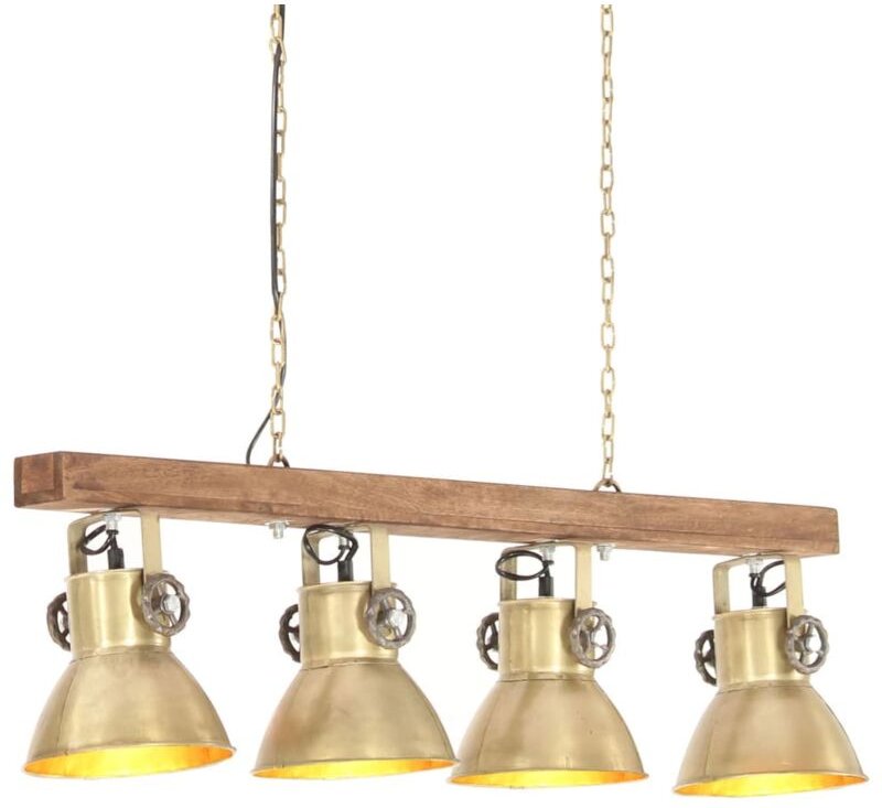 Prolenta Premium Deckenlampe Industriestil Messing E27 Mangoholz