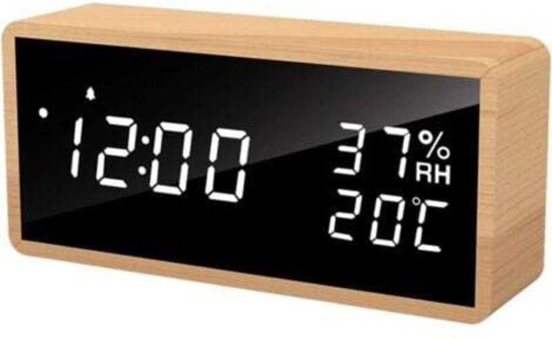 Thumbnail - Linghhang - Digitaler Wecker aus Holz, elektronischer Wecker mit Alarmeinstellungen, digitale Uhr mit Stromversorgung üb...