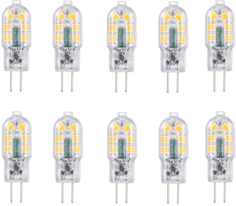 G4 LED-Lampe, 2 W, entspricht 20 W Halogenlampen, Kaltweiß 6000 K, 200 lm, 12 x SMD, 12 V AC/DC – 10er-Pack –