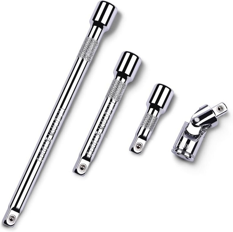 4-teiliger 1/2-Zoll-Antriebsverlängerungssatz, 1/2-Zoll-Antriebssteckschlüssel-Verlängerungssatz inkl. 3-, 5- und 10-Zol...