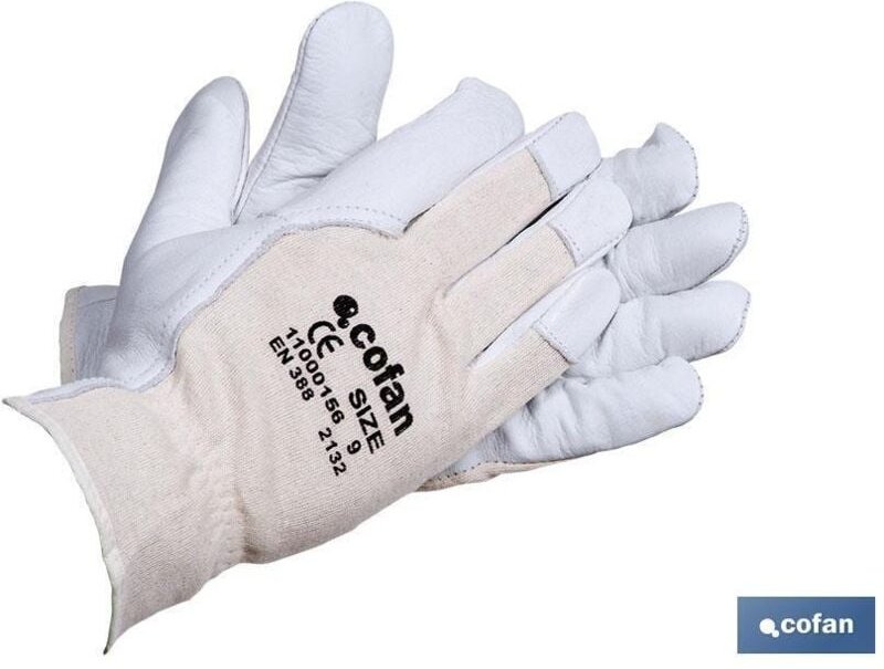 Cofan - Blister-Handschuh aus Rindsleder mit offenem Rücken, Größe 8
