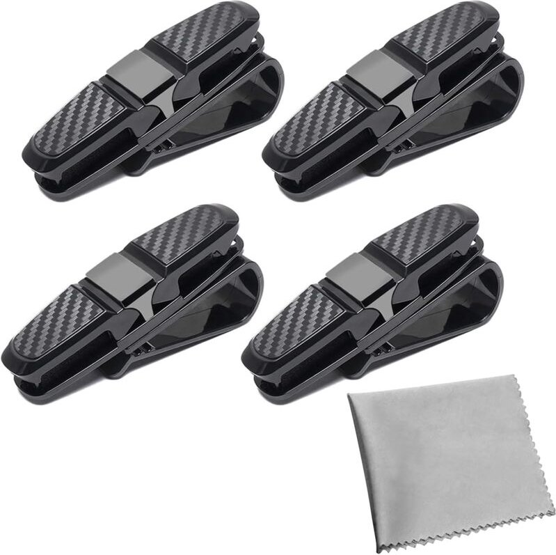 Set mit 4 Brillenclips für Auto-Sonnenblende, Brillenhalter für Auto, Auto-Sonnenbrillen-Organizer, Halter, Ticketkarte ...