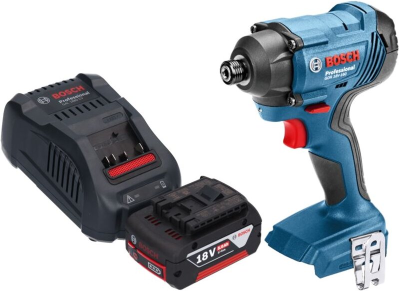 Gdr 18V-160 Professional Akku Drehschlagschrauber 18 v 160 Nm 1/4' + 1x Akku 5,0 Ah + Ladegerät - Bosch