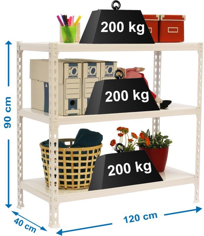 Simonrack Metallregal weiß 900x1200x400 mm
