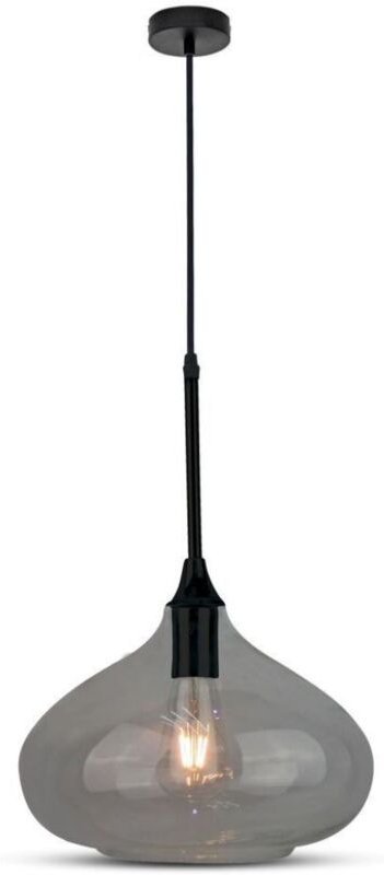 V-TAC VT-7281 LED-Tropfenglas-Kronleuchter 1MT Ф285mm glänzend schwarz mit E27-Lampenfassung