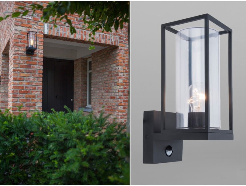 Lutec - Eco-Light Aussenwandleuchte Flair mit Bewegungsmelder, E27, schwarz, Aluminium Wandleuchte