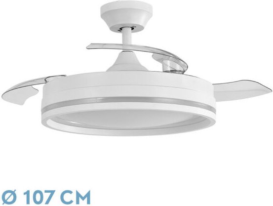 Abrila - Ventilator DC CERRATO - Farbe White mit three Deployable Blades mit 6 einstellbaren Geschwindigkeiten mit 3 Tem...