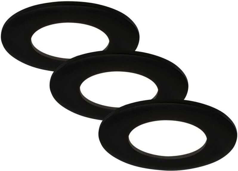 Led Einbauleuchten 3er Set 5 w matt-schwarz 4000K Kunststoff Ø8,5cm Brilo ner