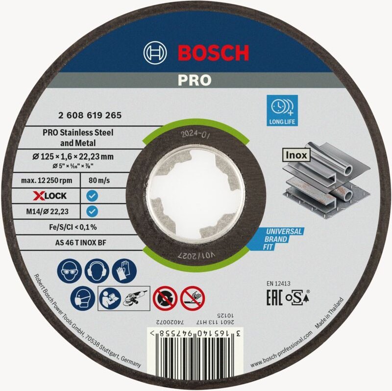 Bosch PRO Stainless Steel and Metal X-Lock Trennscheibe 125 x 1,6 x 22,23 mm - 2608619265